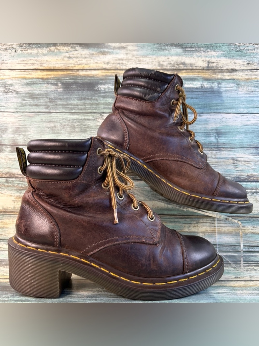 Dr Martens Alexandra Ankle Boot Womens 7 Brown Leather Grunge Punk Combat READ